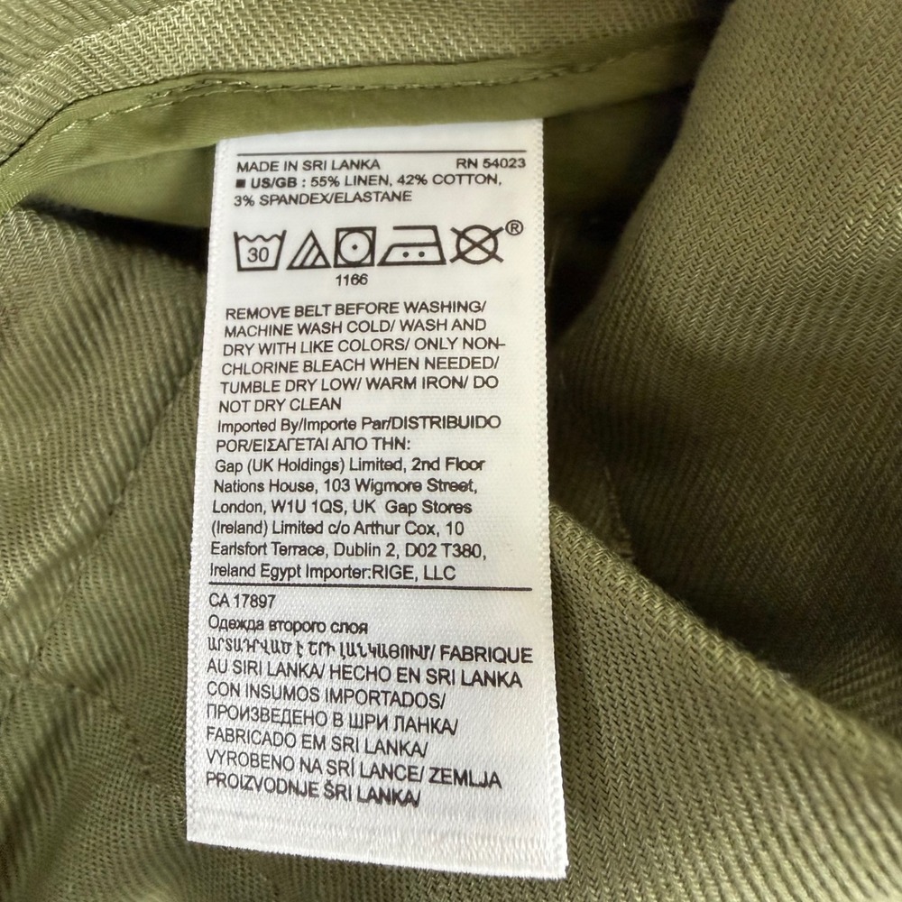 Banana Republic Olive Green Linen Blend Belted Wide Leg Pants Size 6 High Rise - Picture 4 of 4
